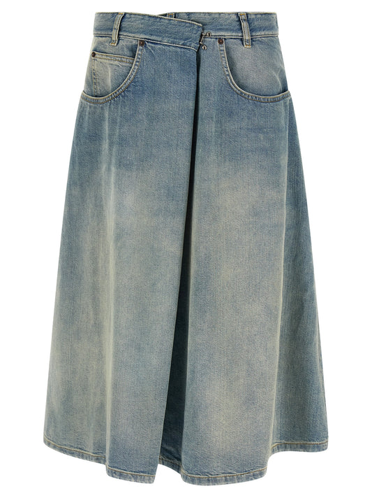 Maison Margiela Four Stitches Women's Denim Cotton Skirt - Light Blue