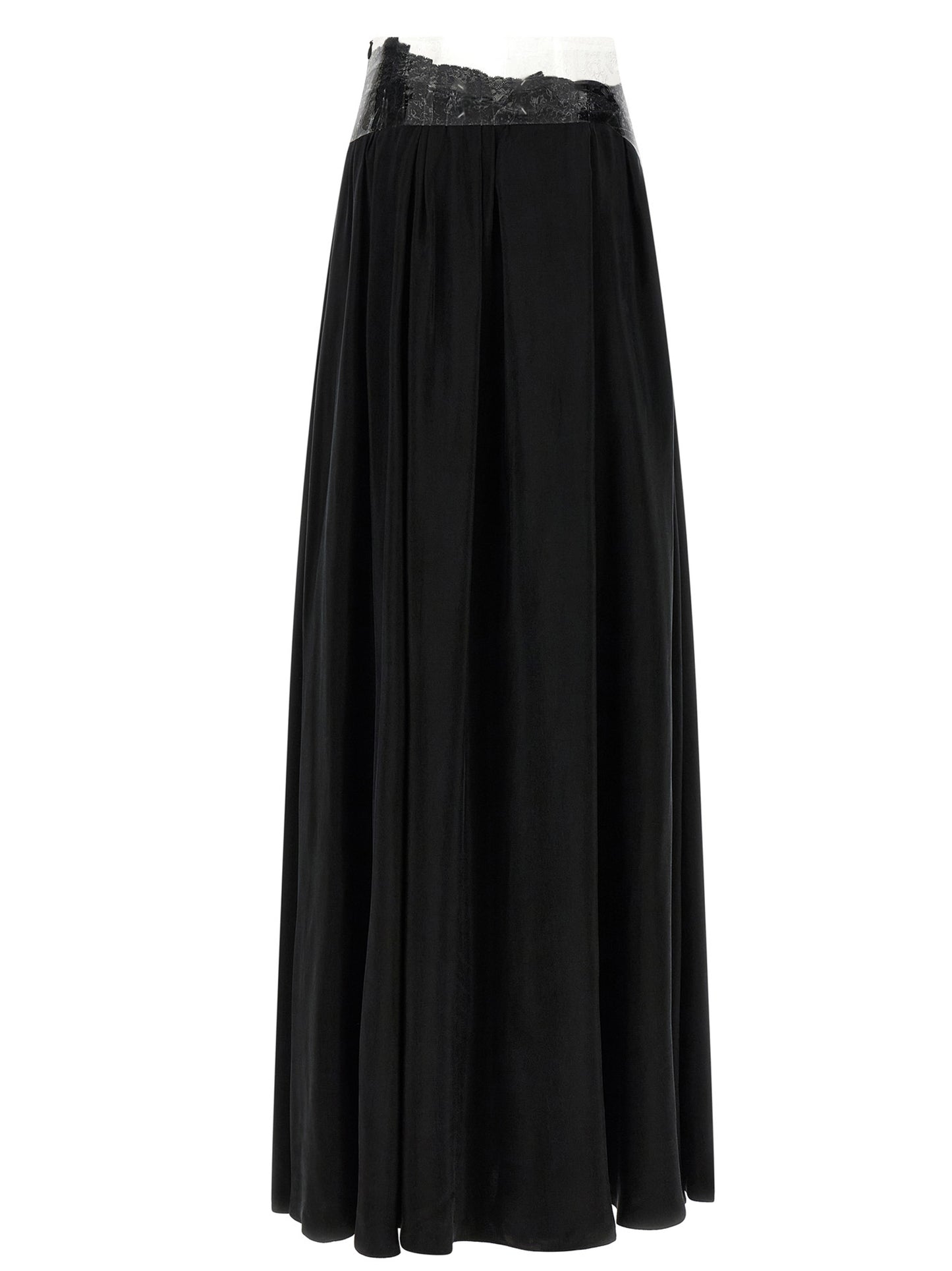 Maison Margiela Four Stitches Ribbon Women's Flared Cupro & Copper Skirt - Black Copper Transparent Signature