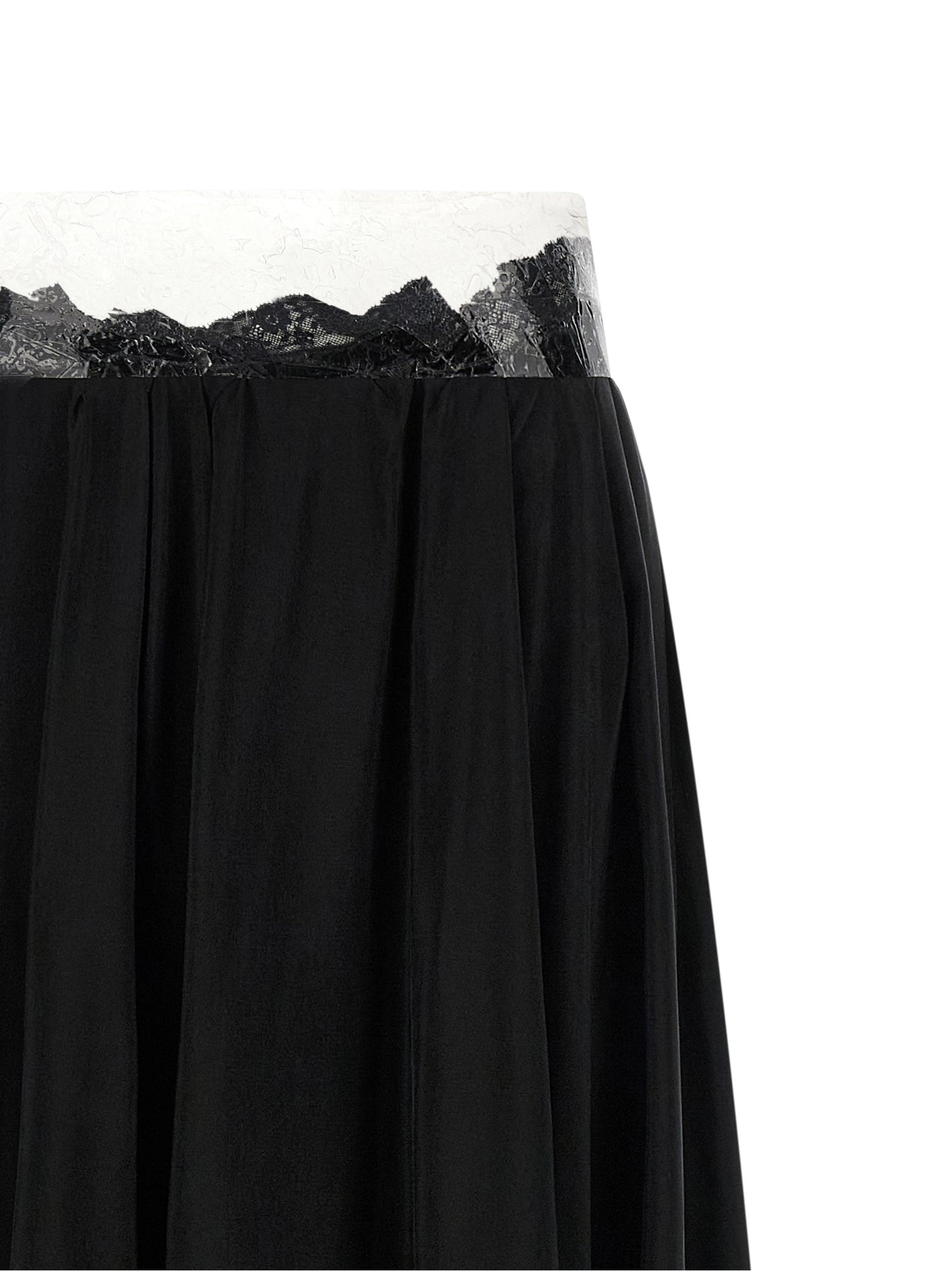 Maison Margiela Four Stitches Ribbon Women's Flared Cupro & Copper Skirt - Black Copper Transparent Signature