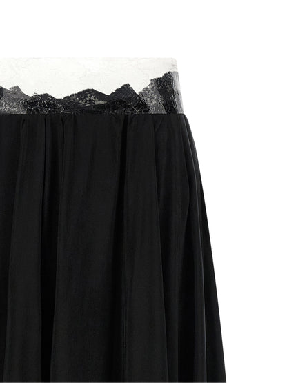 Maison Margiela Four Stitches Ribbon Women's Flared Cupro & Copper Skirt - Black Copper Transparent Signature
