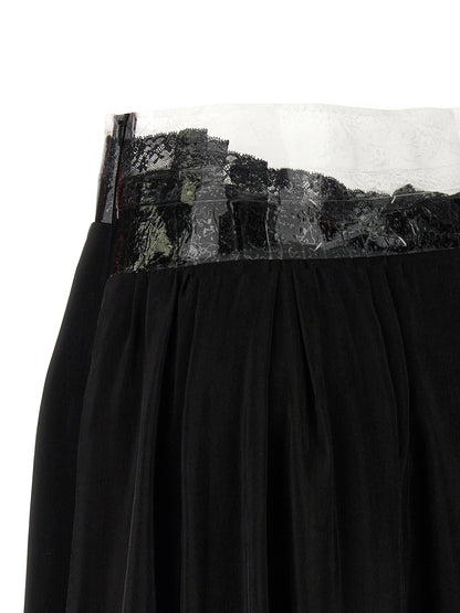 Maison Margiela Four Stitches Ribbon Women's Flared Cupro & Copper Skirt - Black Copper Transparent Signature