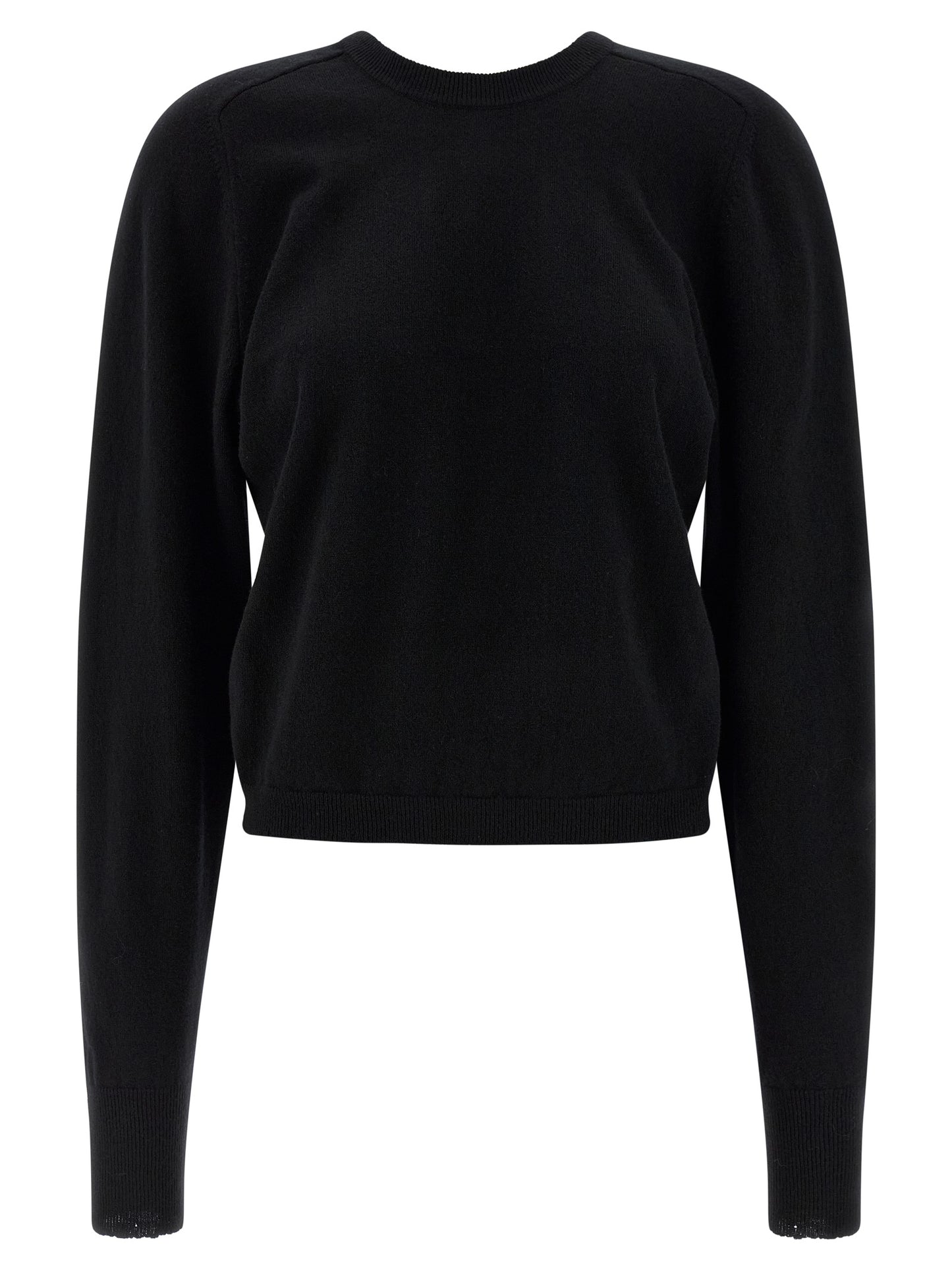 Cardigan by Maison Margiela for women in virgin wool black & signature features an impeccable silhouette, showcasing a sophisticated crew neckline and detail for a truly impeccable finish.