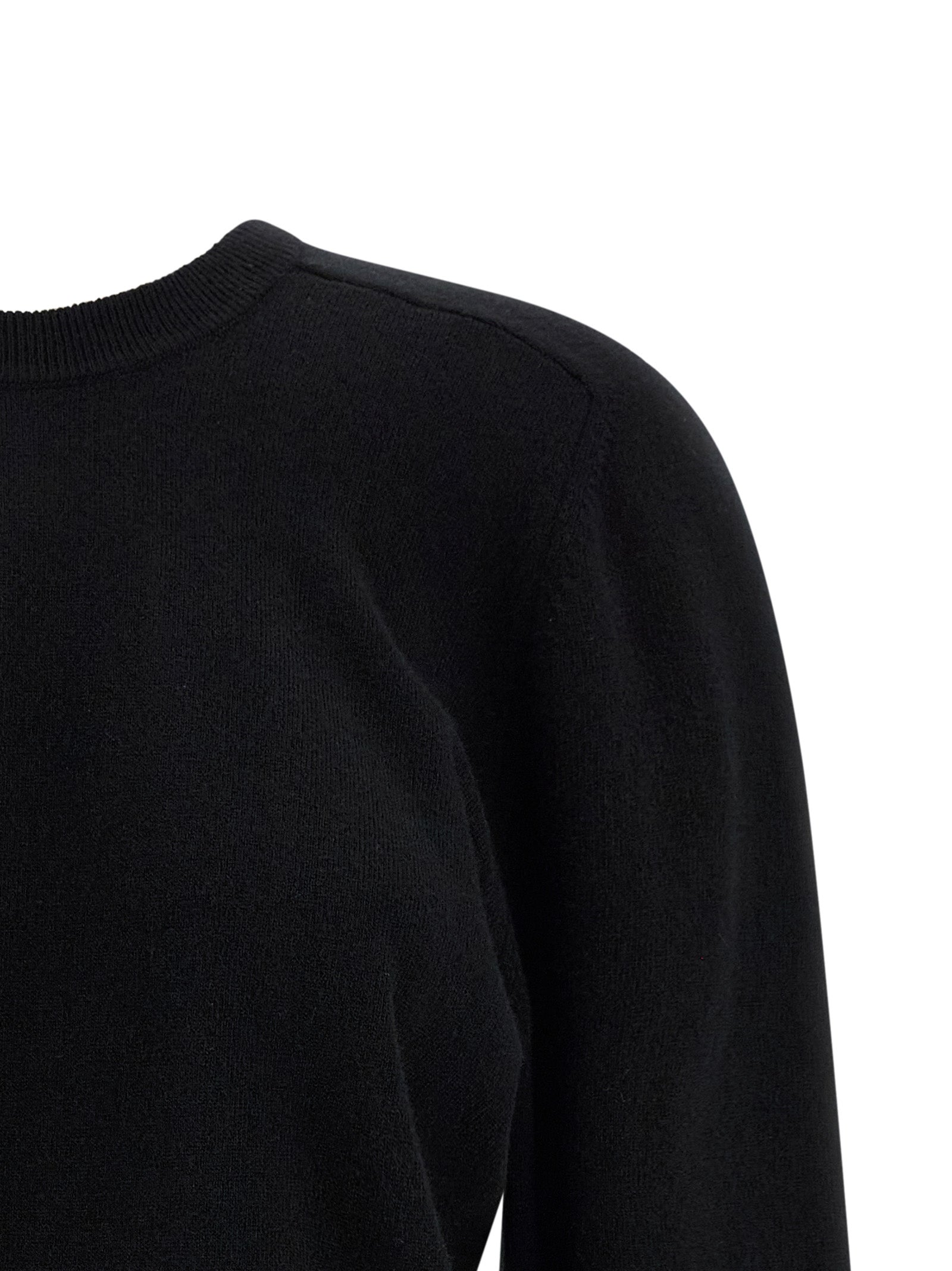 Cardigan by Maison Margiela for women in virgin wool black & signature features a nuanced silhouette with a refined crew neckline and nuanced detailing for a sophisticated look.