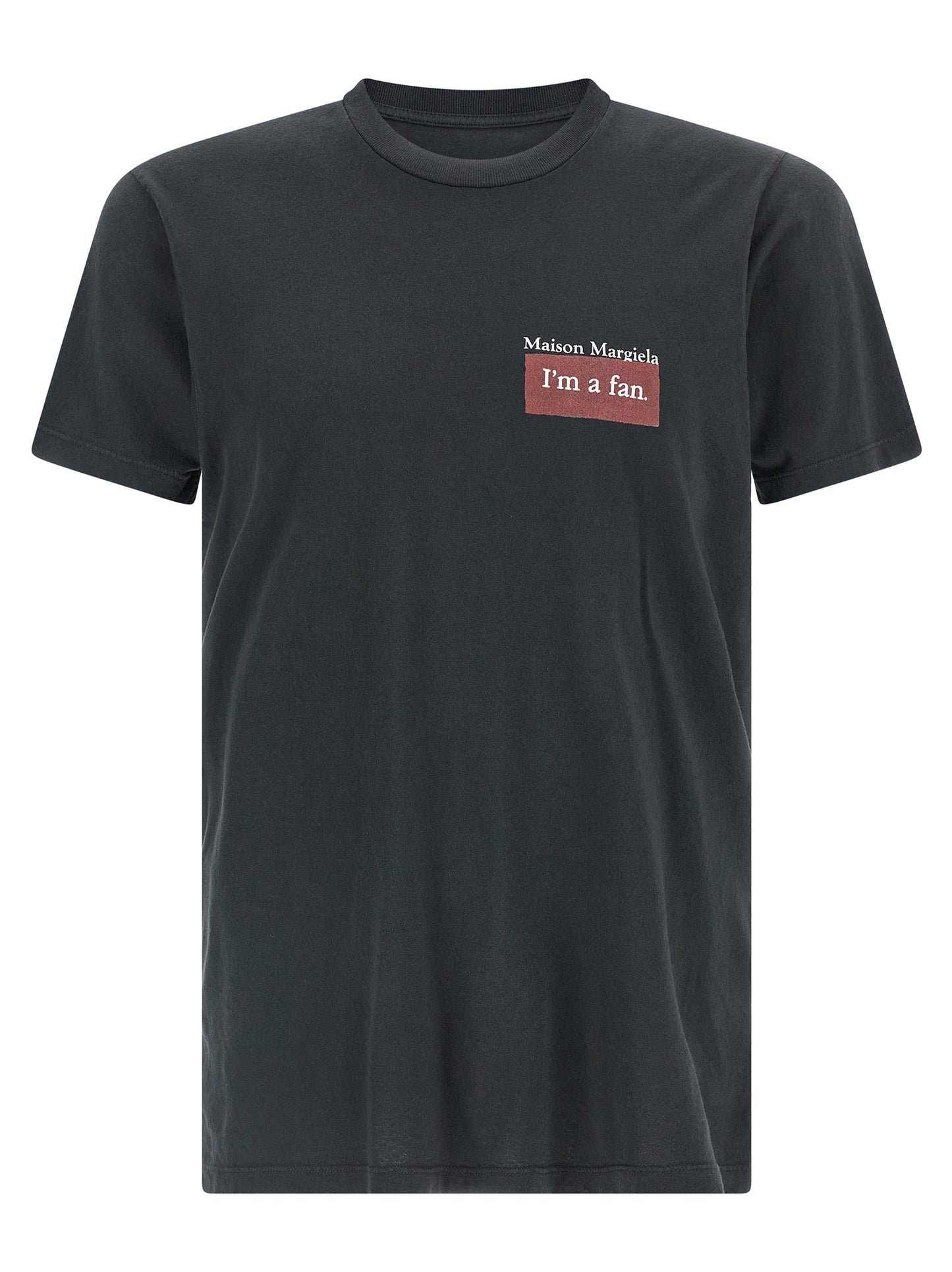 Maison Margiela Four Stitches Men's Relaxed Fit Short-Sleeve Crew Neck Cotton T-Shirt - Black Signature Print