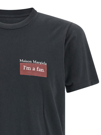 Maison Margiela Four Stitches Men's Relaxed Fit Short-Sleeve Crew Neck Cotton T-Shirt - Black Signature Print