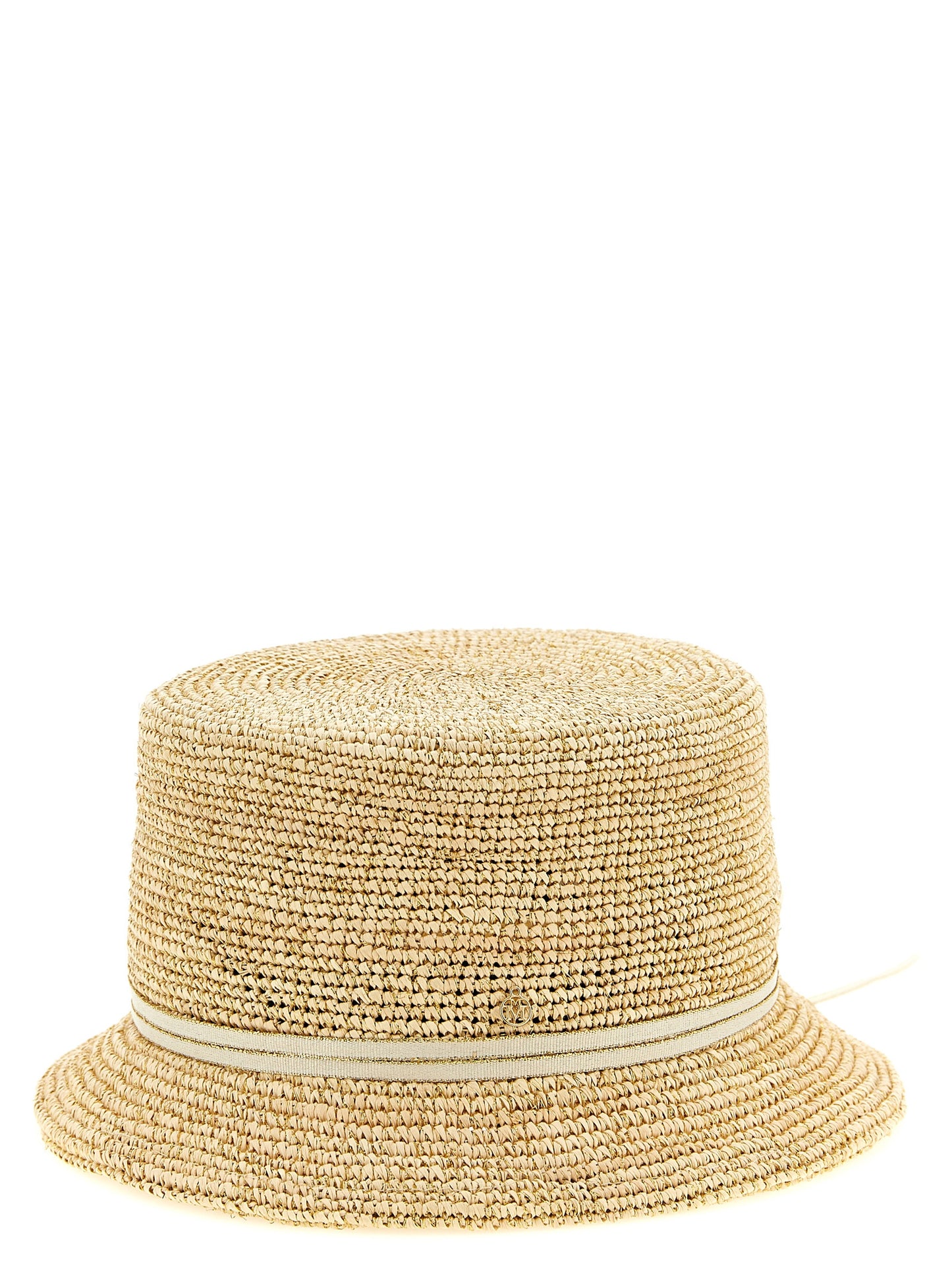 Cloche Hat by Maison Michel for women in lurex & straw beige & natural presents a distinguished silhouette, artfully capturing the distinguished essence of the Ribbon Lurex & Straw Cloche Hat design with a sophisticated finish.
