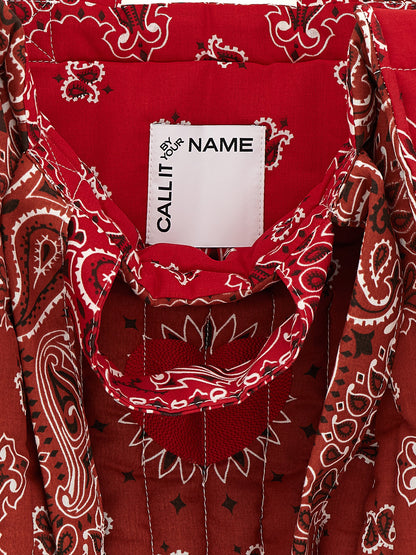 CALL IT BY YOUR NAME Cabas Heart Cotton Quilted Tote Bag - Multicolor Red Patterned Paisley Print