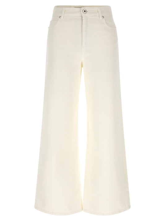 Casual Pants by Max Mara for women in cotton & leather ivory & white features an sophisticated and relaxed-fit & wide with a precise long, creating a sophisticated and sophisticated silhouette.