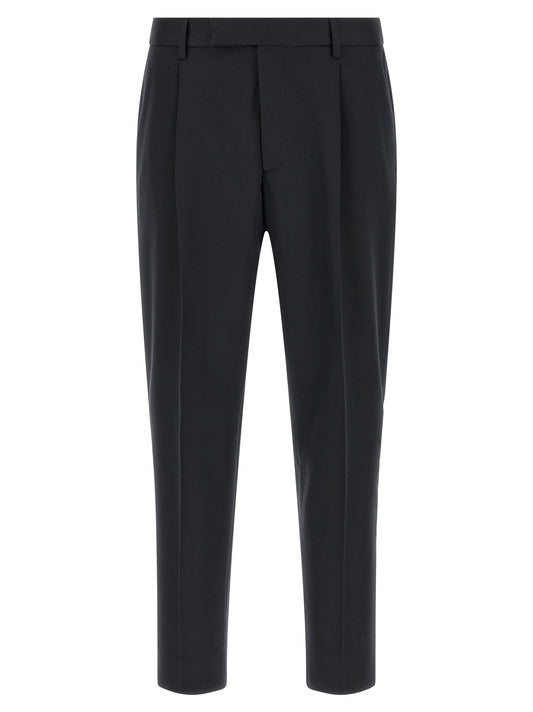 Trousers by ZEGNA for men in cotton blue features a tailored silhouette with a tailored tapered-leg, defined by its long and a sophisticated .