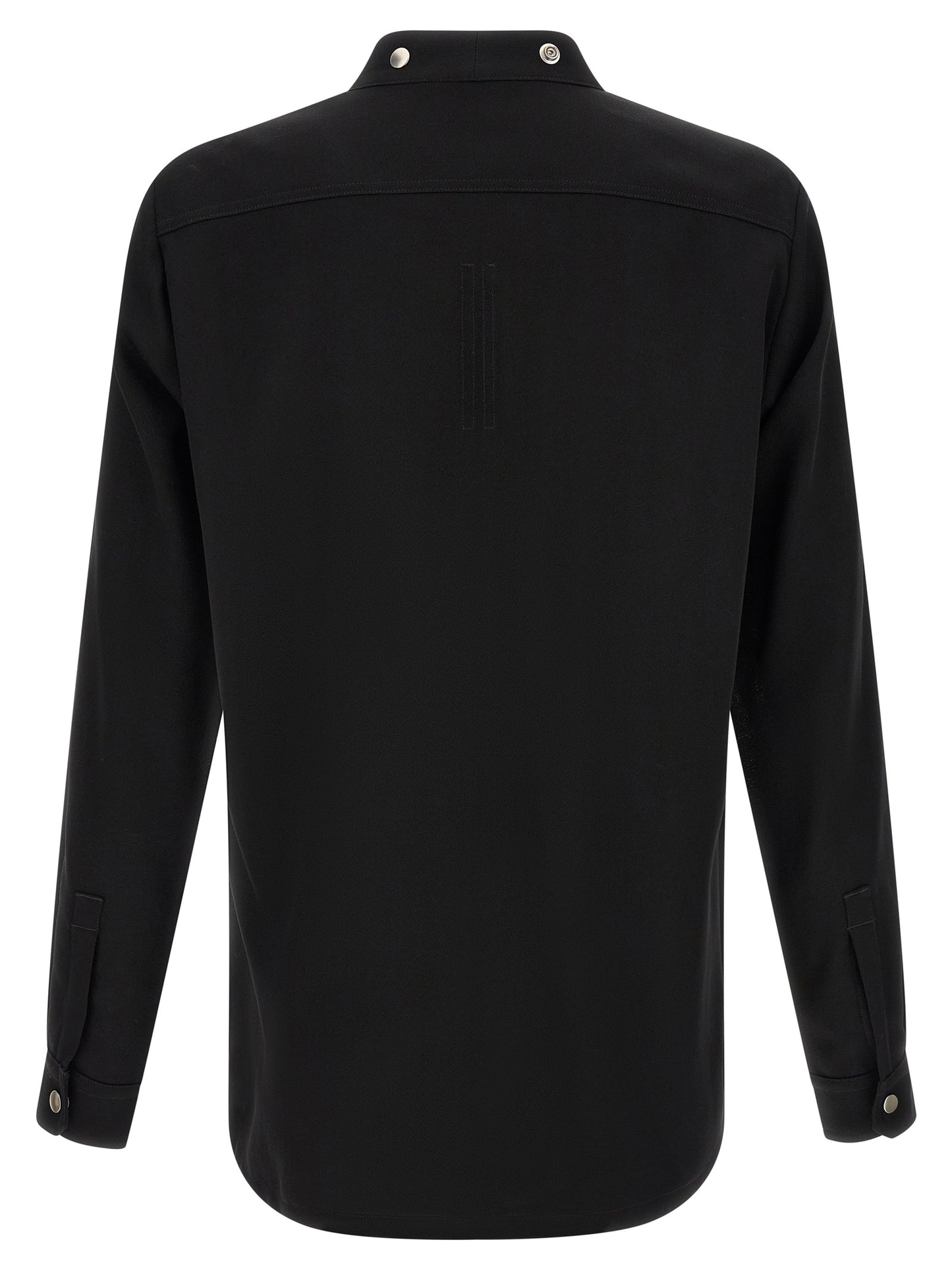 Shirt by Rick Owens for men in cotton black & silver presents a discerning silhouette, showcasing a sophisticated v-neck neckline and for a truly discerning finish.
