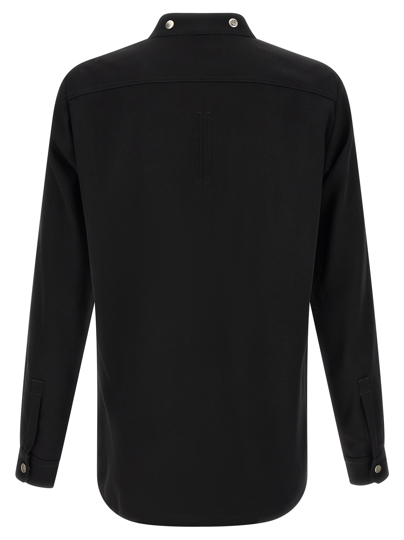 Shirt by Rick Owens for men in cotton black & silver presents a discerning silhouette, showcasing a sophisticated v-neck neckline and for a truly discerning finish.