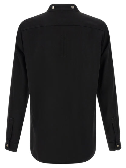 Shirt by Rick Owens for men in cotton black & silver presents a discerning silhouette, showcasing a sophisticated v-neck neckline and for a truly discerning finish.