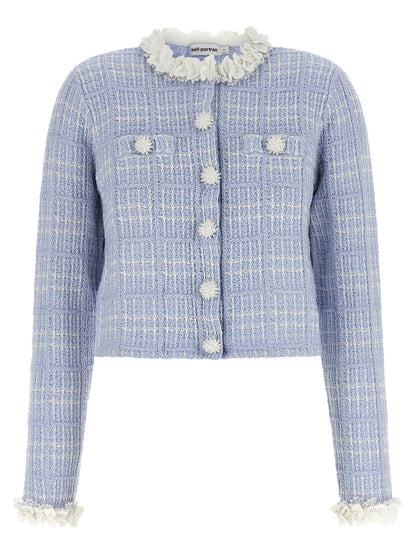 Self-Portrait Blue Cotton Full-Length Jacket