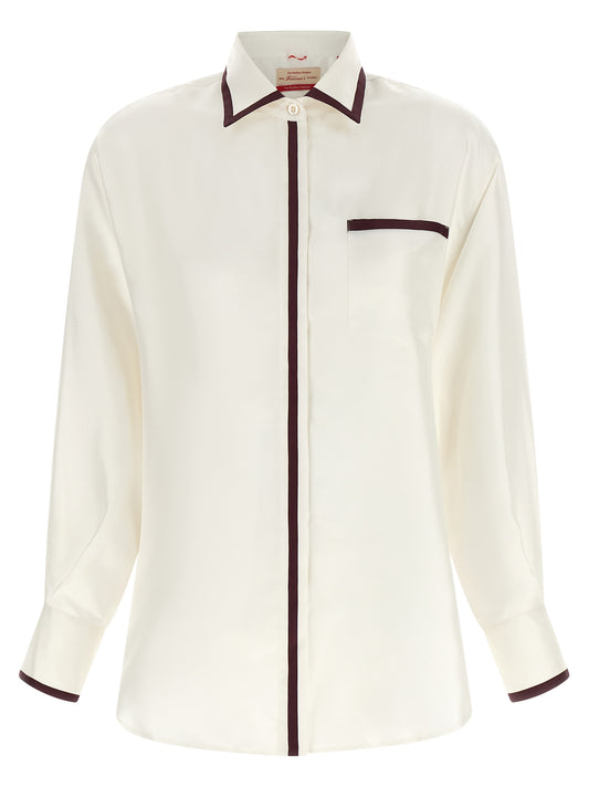 Blouse by F.R.S. - FOR RESTLESS SLEEPERS for women in silk burgundy, ivory & white presents a discerning silhouette, showcasing a sophisticated and for a truly discerning finish.