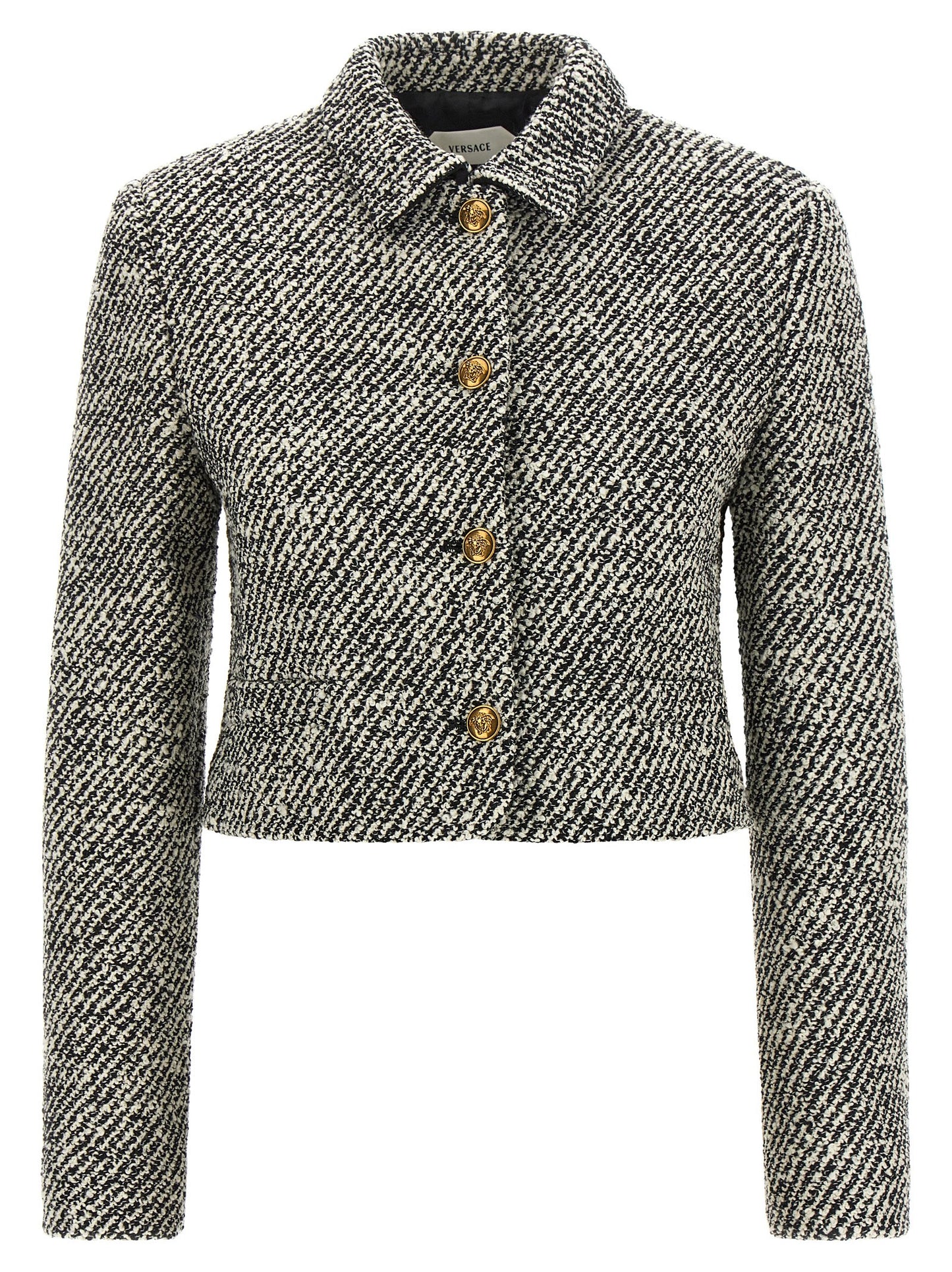 Versace Bicolor Virgin Wool Full-Length Jacket