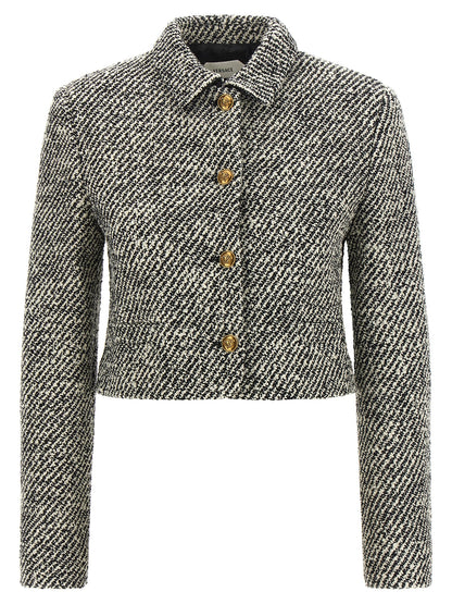 Versace Bicolor Virgin Wool Full-Length Jacket