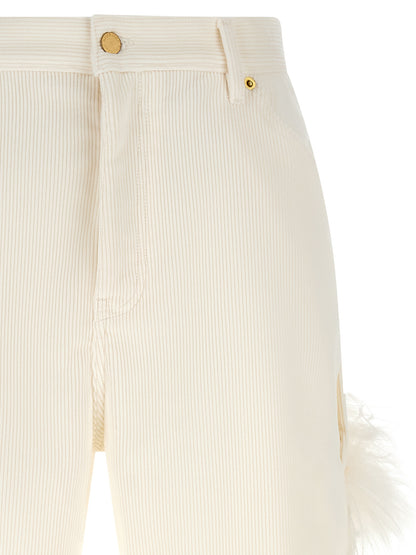 Darkpark White Cotton Casual Pants