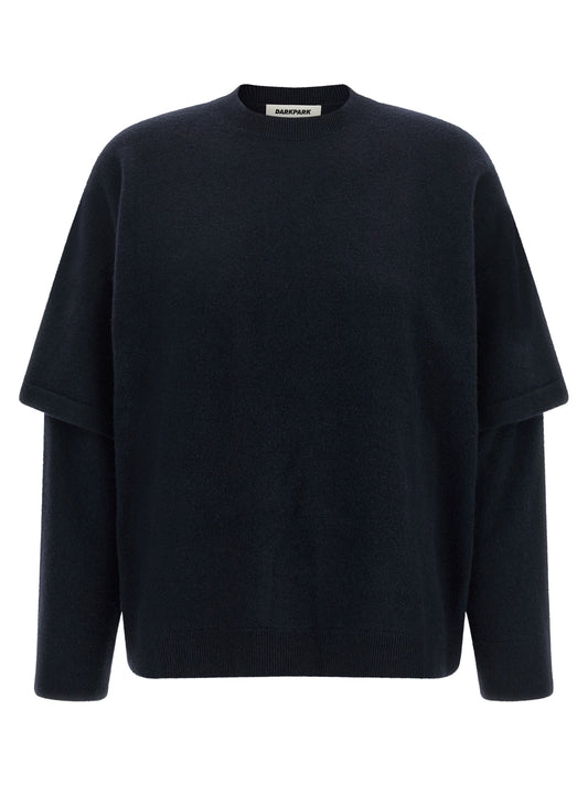 Cardigan by Darkpark for women in cashmere & merino wool navy presents a textural silhouette, artfully finished with a textural crew neckline and for a sophisticated, textural look.