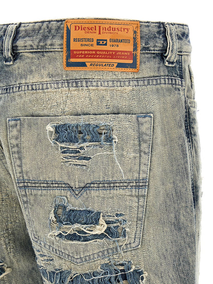 Diesel Blue Cotton Relaxed Fit Jeans