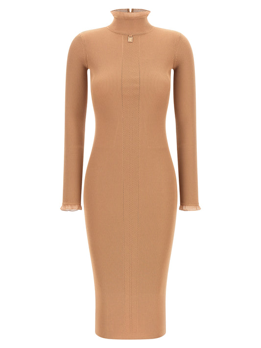 Elisabetta Franchi Beige Viscose Midi Dress