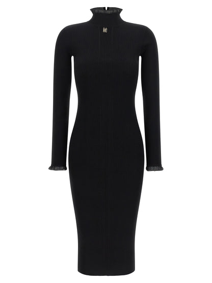 Elisabetta Franchi Black Viscose Midi Dress