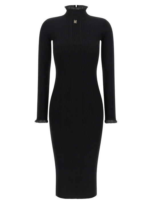Elisabetta Franchi Black Viscose Midi Dress