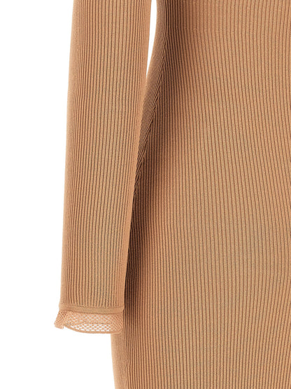 Elisabetta Franchi Beige Viscose Midi Dress