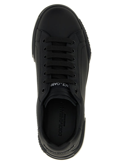 Dolce & Gabbana Black Calfskin Low Top Sneakers