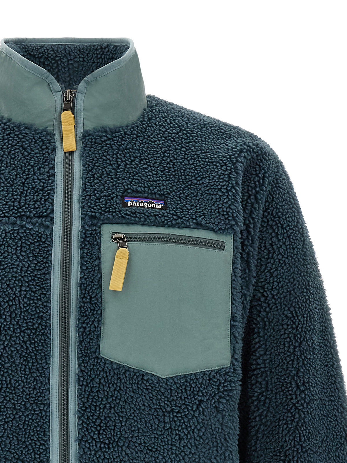 Windbreaker Jacket by PATAGONIA for men in polyester blue & teal features an perennial silhouette with a refined and perennial windproof for a sophisticated weather-resistant look.