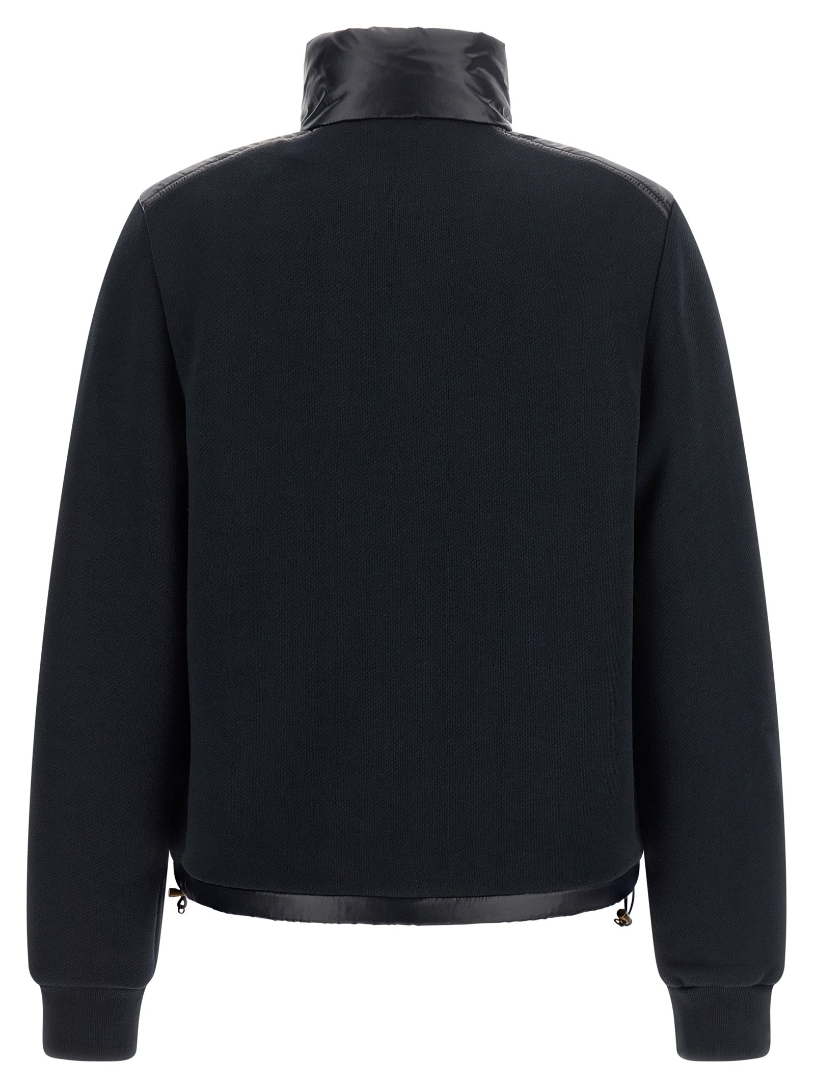 Cardigan by Moncler for women in polyamide & cotton blue & gold features a nuanced silhouette with a refined high-neck neckline and nuanced detailing for a sophisticated look.