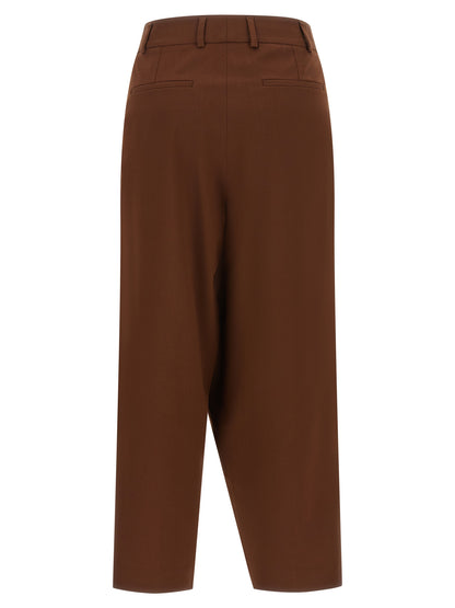 Alberto Biani Brown Wool Cropped Pants