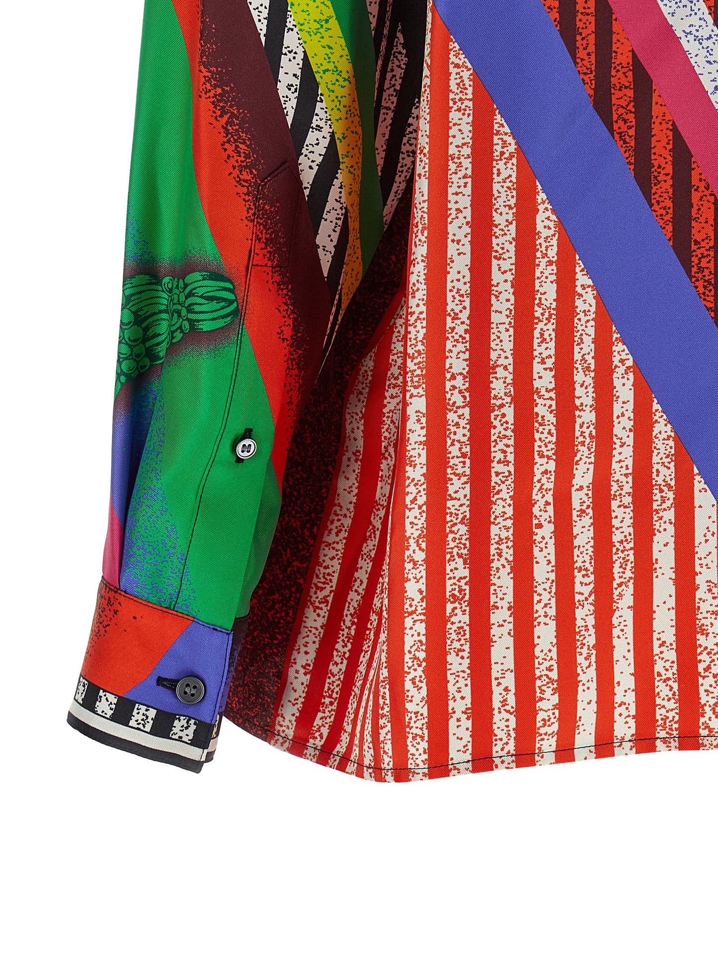 Blouse by Versace for women in silk twill gold, multicolor, patterned, print & striped features an architectural silhouette with a refined and elegant for a architectural look.