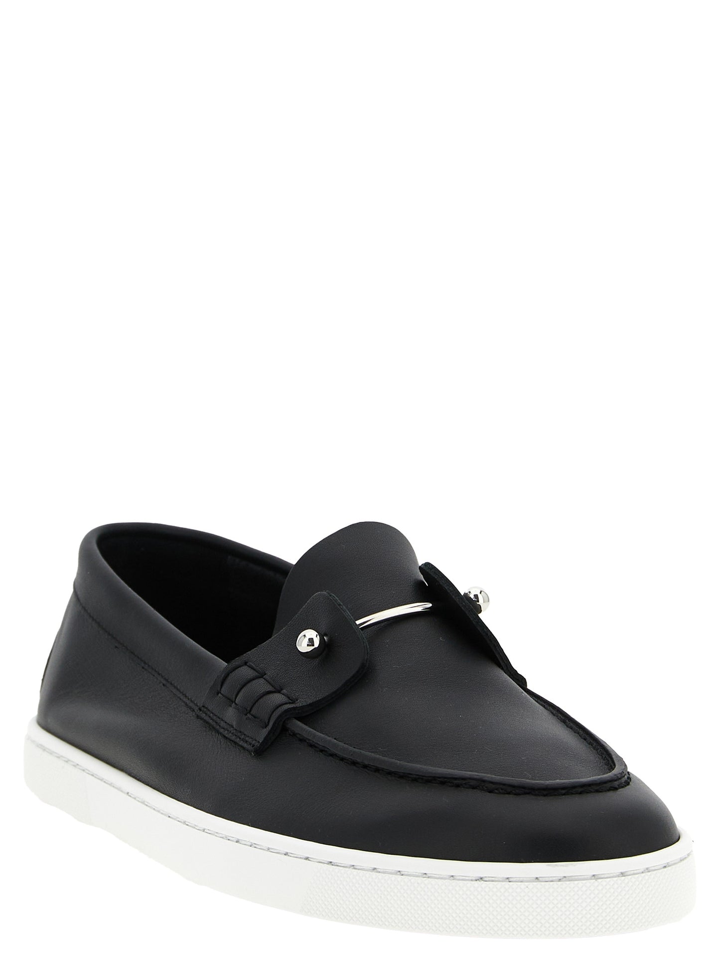 Christian Louboutin Black Calfskin Slip-On Loafers