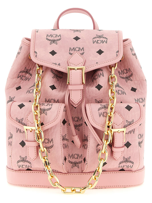 Mini Backpack by MCM for women in suede polyester polyethylene polyurethane leather gold, multicolor, pink & monogram presents a versatile Aren Visetos Suede Polyester Polyethylene Polyurethane Leather Mini Backpack design, showcasing a secure with ample and versatile backpack-strap & adjustable-strap for a versatile finish.