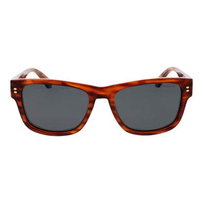 Sunglasses by Polaroid for men in plastic brown features an effortlessly chic full-rim square frame design with brown coloured frame detailing and polarized category-3-dark-tint lens for a effortlessly chic aesthetic.