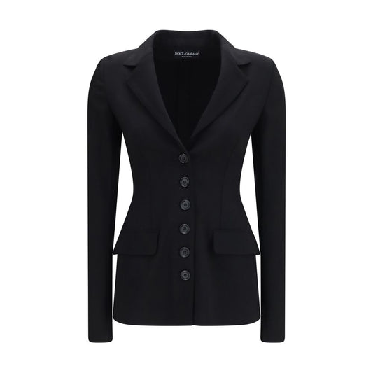 Overcoat by Dolce & Gabbana for women in wool & elastane black features an satoral silhouette, showcasing a sophisticated single-breasted neckline and satoral pockets for a premium, timeless look.