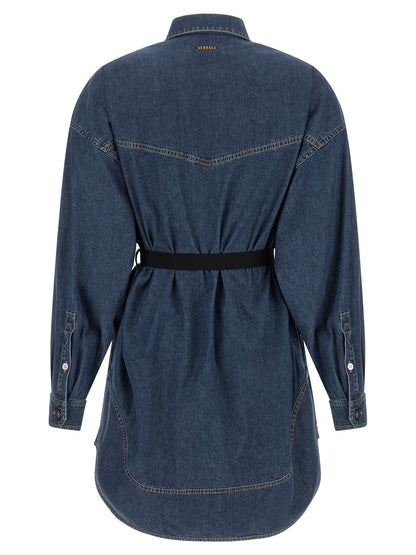 Versace Blue Cotton Short Dress