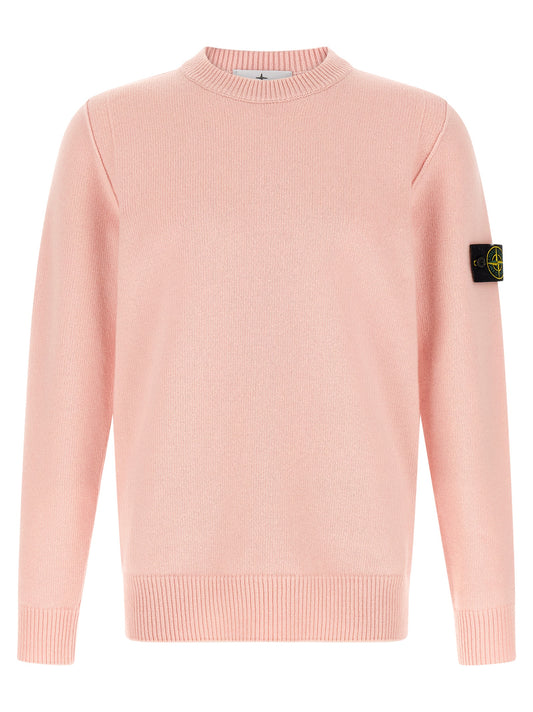Cardigan by Stone Island for men in virgin wool multicolor & pink features a dramatic silhouette, showcasing a sophisticated crew neckline and dramatic detail for a timeless, premium look.