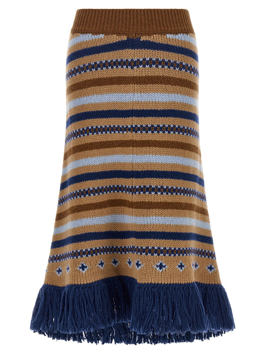 Alanui Multicolor Virgin Wool Midi Skirt