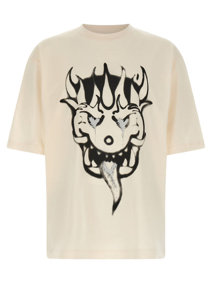Y-3 Men's Relaxed Fit Crew Neck Cotton T-Shirt - White Print