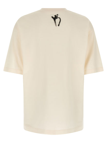 Y-3 Men's Relaxed Fit Crew Neck Cotton T-Shirt - White Print