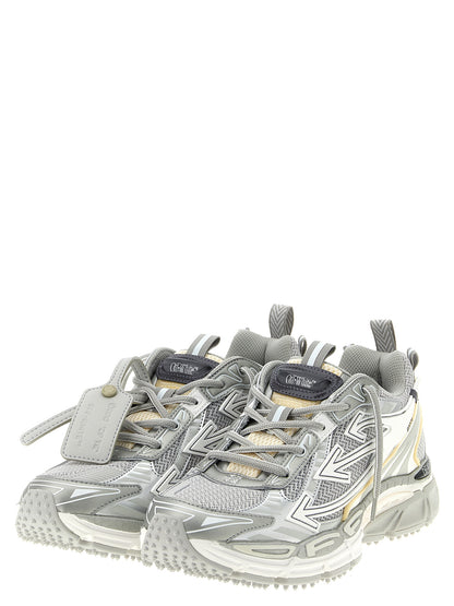 Off-White Silver Polyester Athletic Sneakers