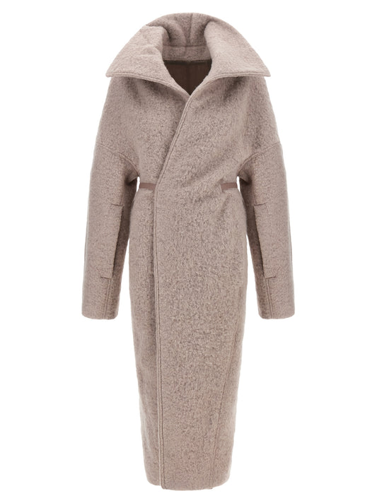 Overcoat by Rick Owens for women in marabou & alpaca wool multicolor features a cosy chic silhouette, artfully detailed with a sophisticated and premium for a cosy chic finish.