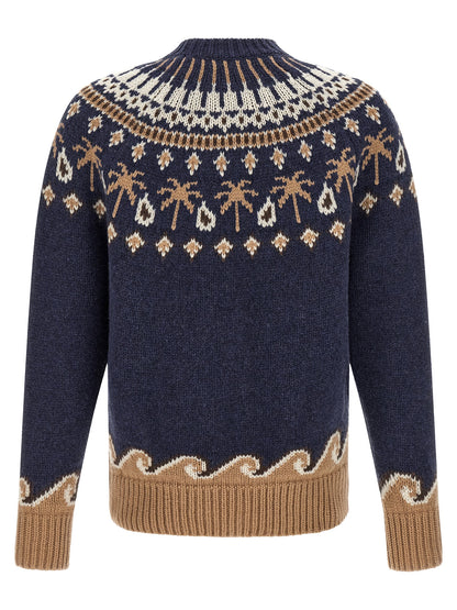 Alanui Blue Virgin Wool Cardigan
