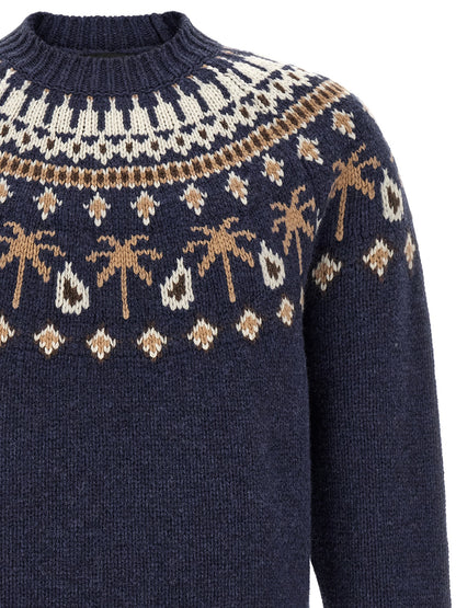 Alanui Blue Virgin Wool Cardigan