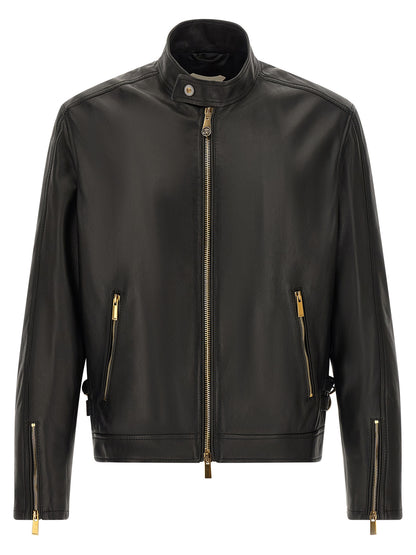 Versace Black Lamb Leather Leather Jacket