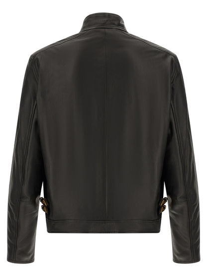 Versace Black Lamb Leather Leather Jacket