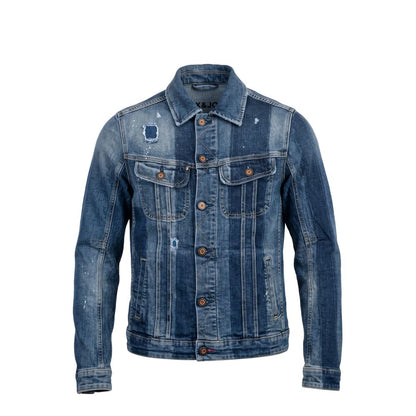 Trucker Jacket by Jack & Jones for men in stretch denim cotton polyester blue & signature presents a effortlessly chic silhouette, showcasing a sophisticated and premium pockets for a truly effortlessly chic finish.