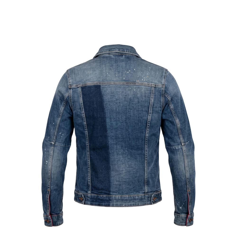 Trucker Jacket by Jack & Jones for men in stretch denim cotton polyester blue & signature features an contemporary silhouette, showcasing a sophisticated and contemporary pockets for a truly refined look.