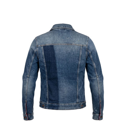 Trucker Jacket by Jack & Jones for men in stretch denim cotton polyester blue & signature features an contemporary silhouette, showcasing a sophisticated and contemporary pockets for a truly refined look.